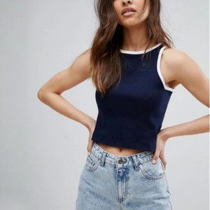 Reebok Ribbed Crop Ringer Tank